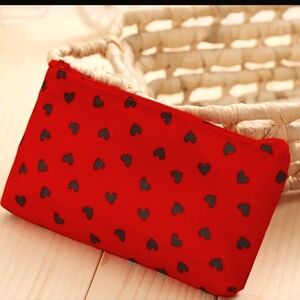 Nwt Makeup Bag Red With Black Hearts